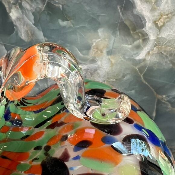 Vintage Hand Blown Art Glass Comfety Spotted Heavy Vase 2 Handles - Picture 14 of 16